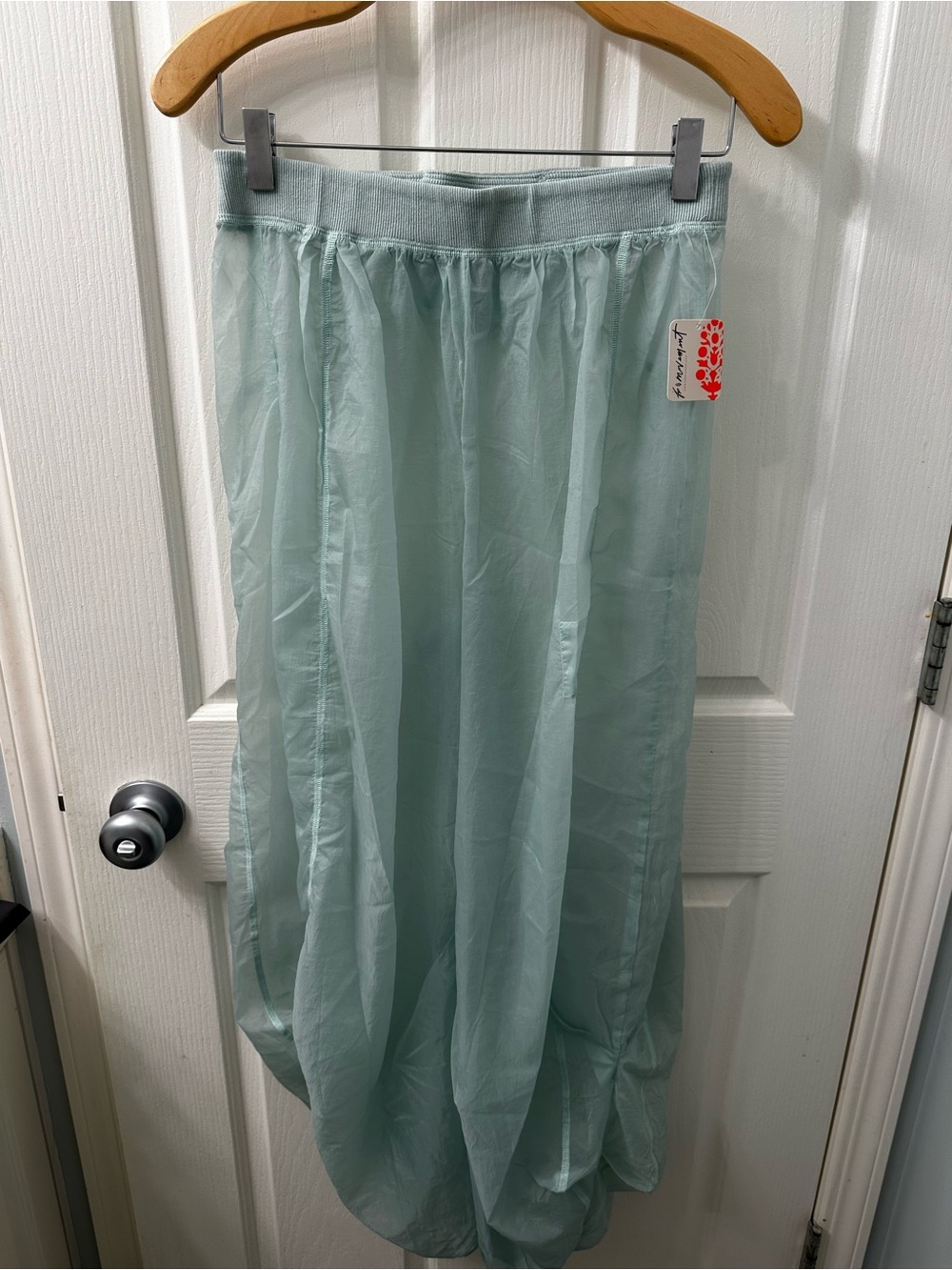 Free People Sheer Green Track Pants
